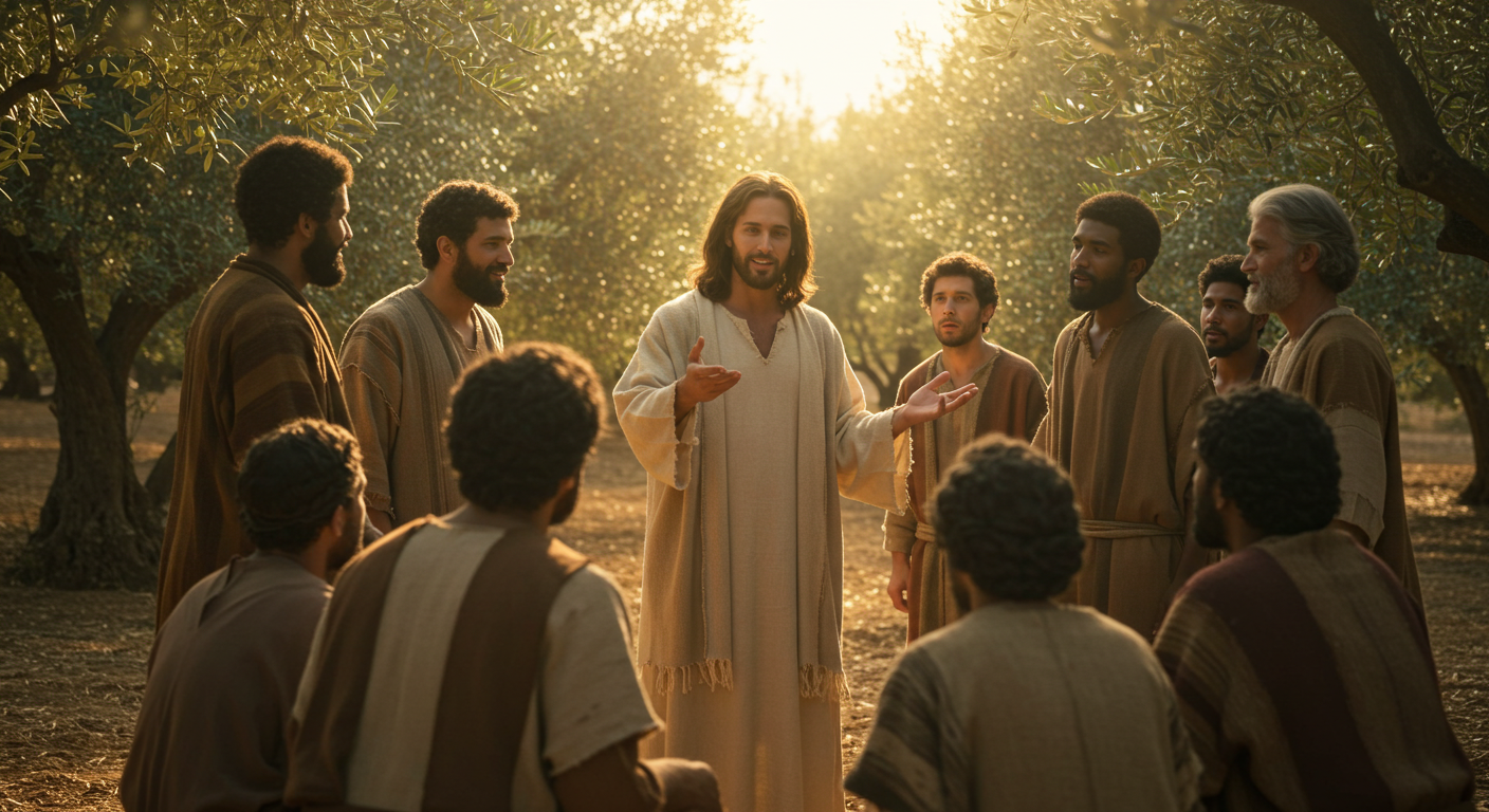 Jesus sharing promises with His disciples.